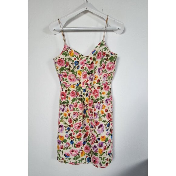Madewell The Silk Cami Mini Dress Size 4 Multicolor Floral Print Spaghetti Strap - Picture 1 of 8